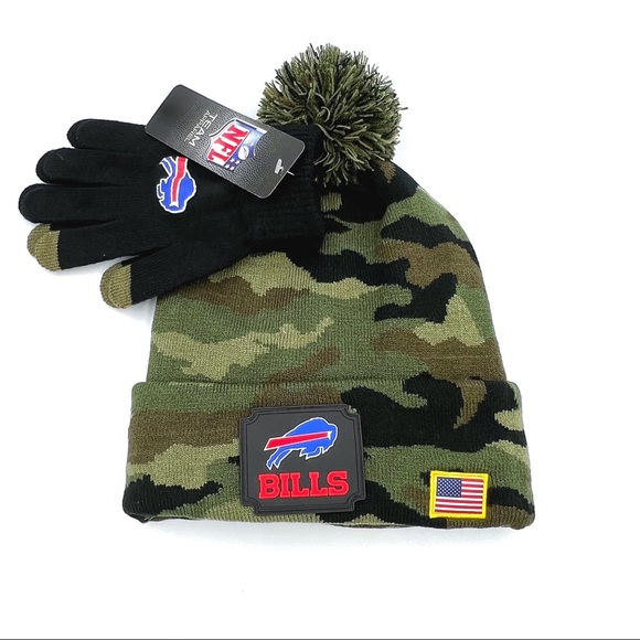 NFL Other - NFL Buffalo Bills Salute to Service Camo Winter Knit Cap Beanie Hat and Gloves